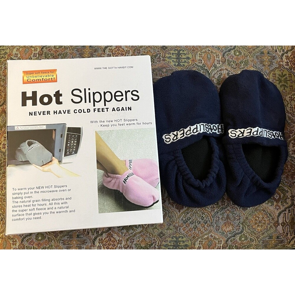 Hot Slippers, Microwave, Blue, Size Medium